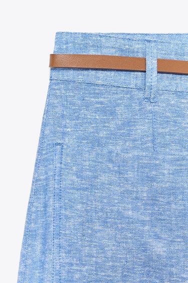 LINEN BLEND CULOTTES WITH BELT - Light blue by Zara - Image 8