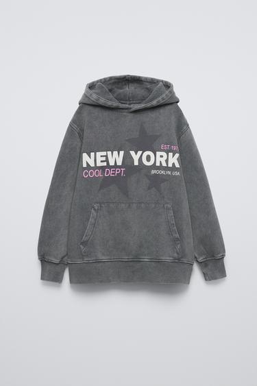 SLOGAN PRINT HOODIE - Anthracite grey by Zara