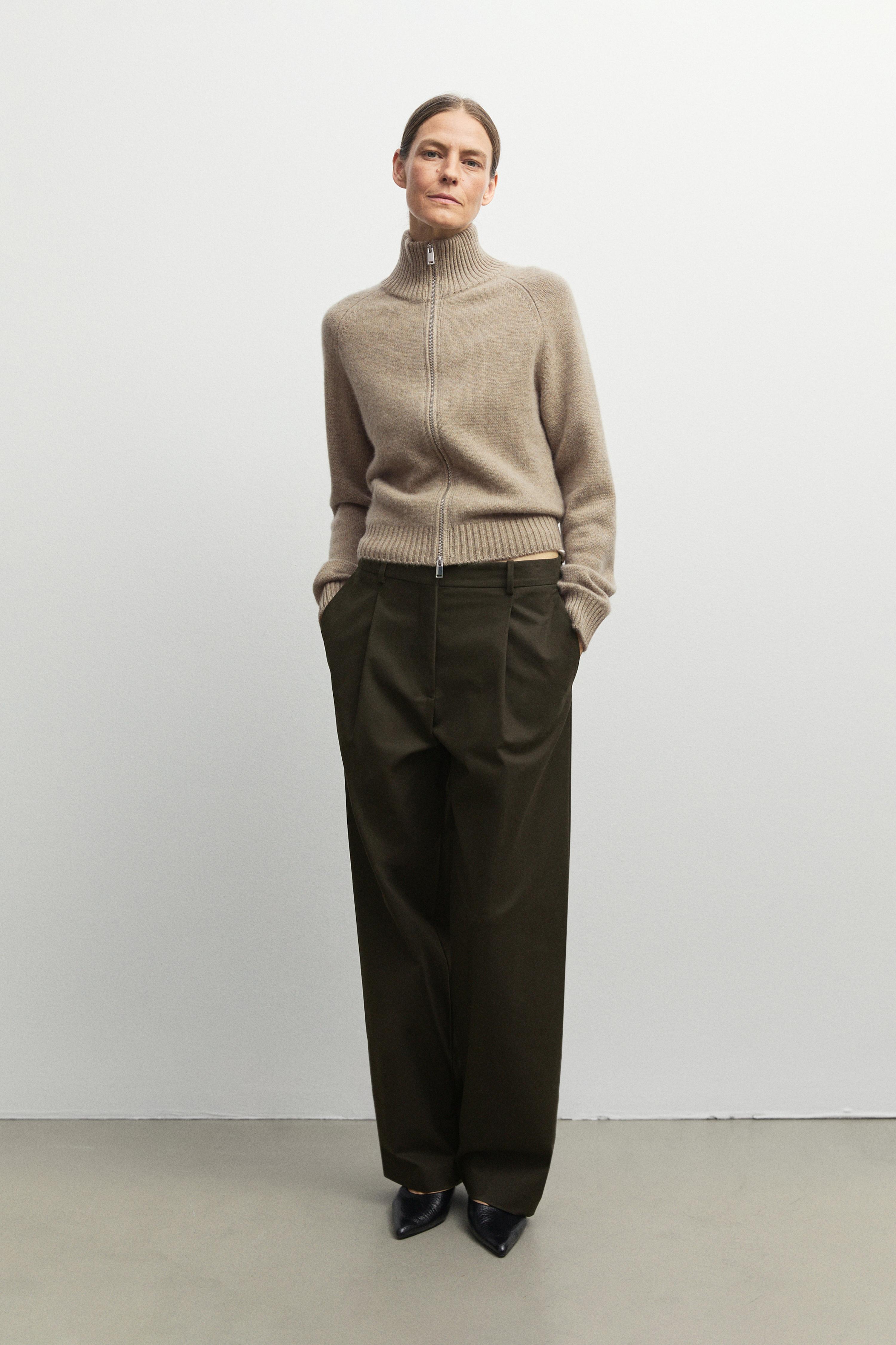 100% cashmere zip knit cardigan