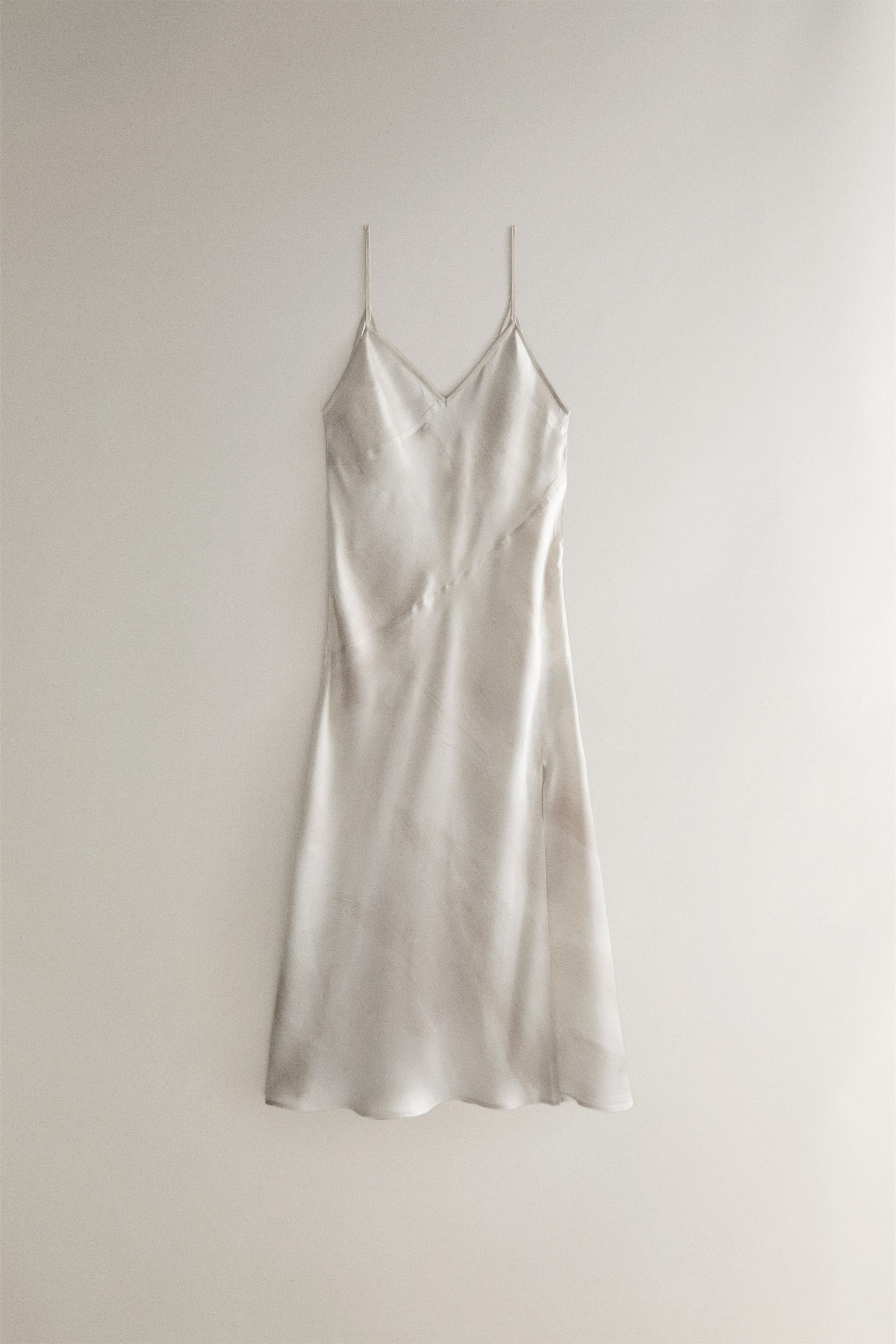 WATERCOLOUR PRINT NIGHTDRESS — Grey / Tan