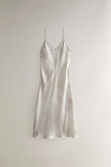 WATERCOLOUR PRINT NIGHTDRESS - Grey / Tan by Zara - Image 0