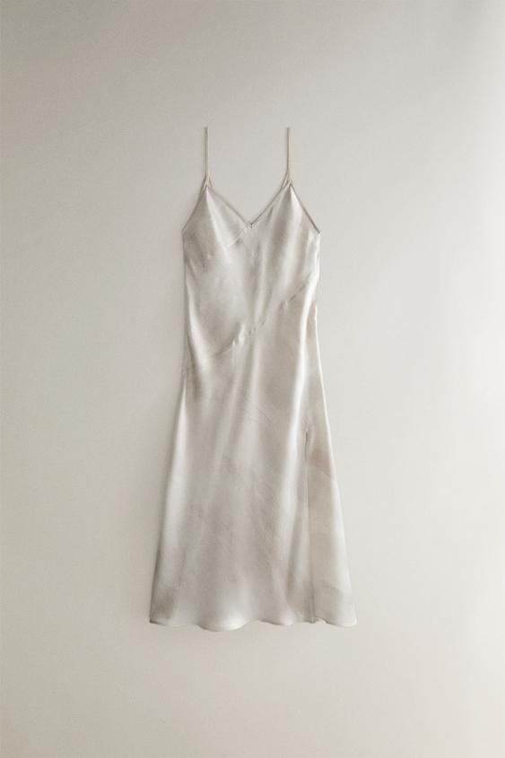 WATERCOLOUR PRINT NIGHTDRESS - رمادي / مِحْمر الخاص بـ Zara - صورة 0