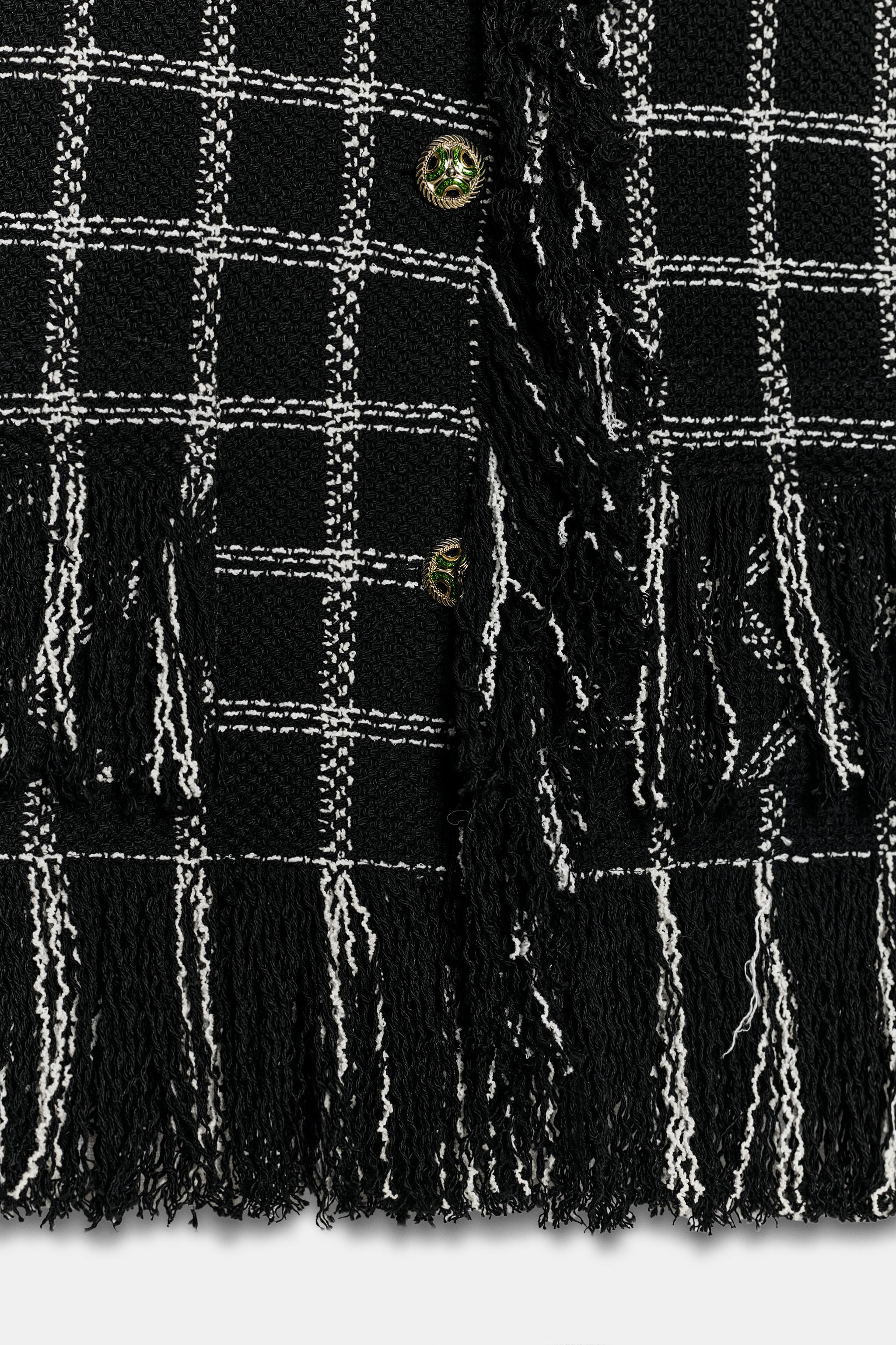 ZW COLLECTION FRINGED PLAID JACKET