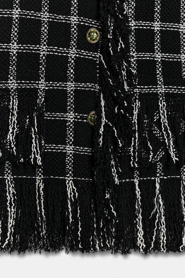 VESTE À CARREAUX FRANGES ZW COLLECTION - Noir / Blanc de Zara - Image 6