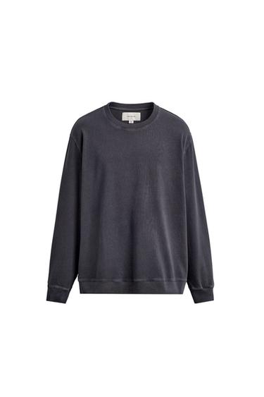 WASHED SOFT CREWNECK SWEATSHIRT - Faded blue by Zara