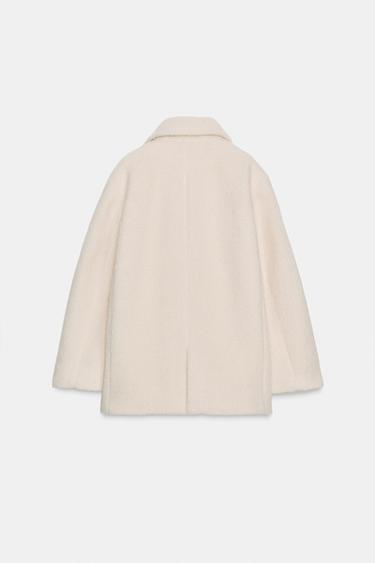 BOUCLÉ DOUBLE-BREASTED MID-LENGTH COAT - Ecru by Zara - Image 7