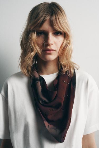 Zara BEADED PRINT BANDANA - Multicolored - Image 0