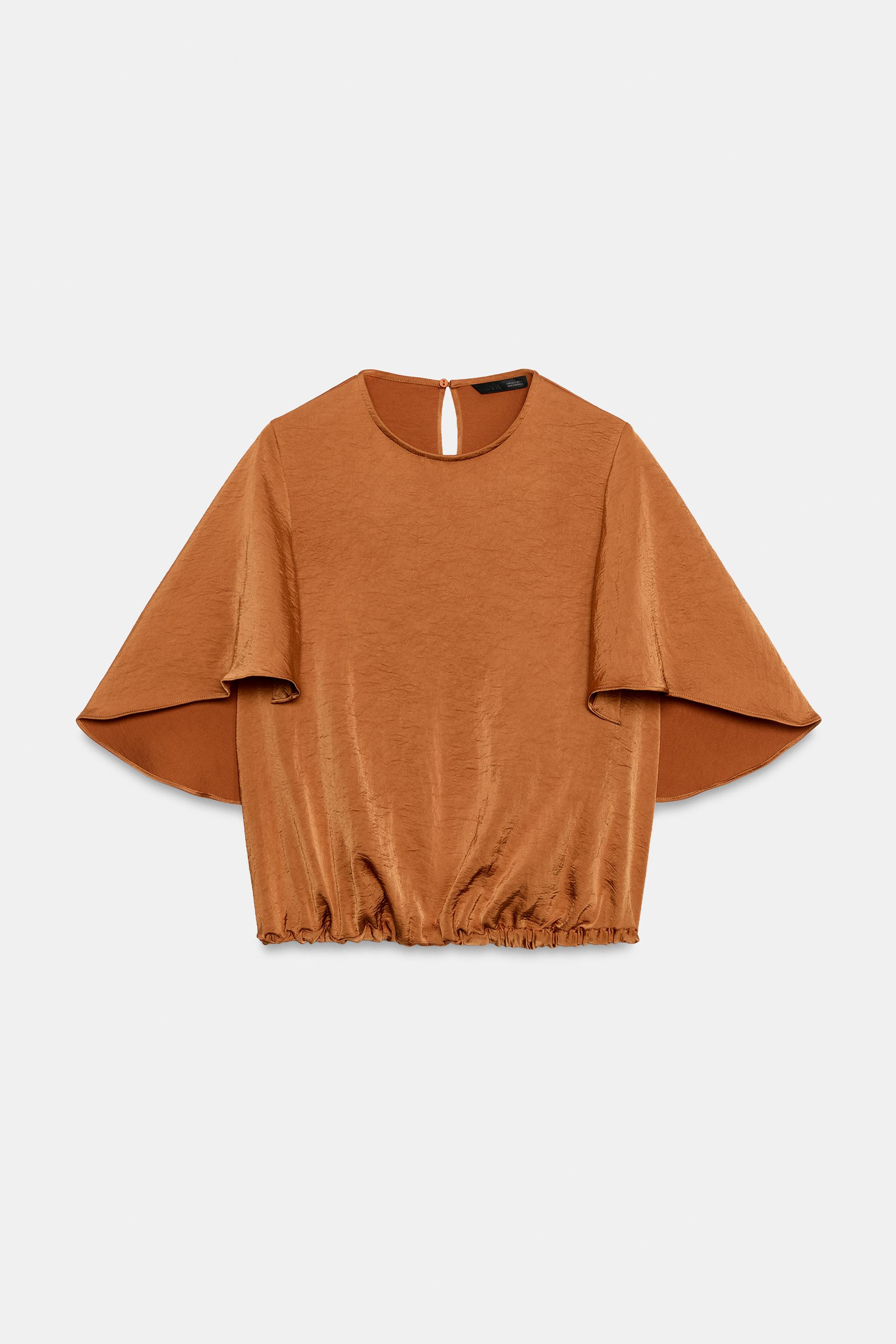 FLUID RUFFLE SLEEVE BLOUSE