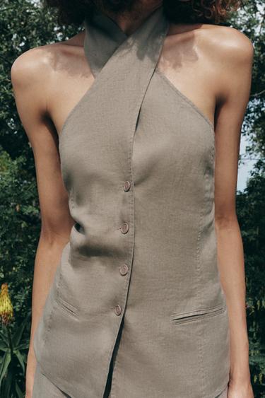 TOP جيليه HALTER 100% كتان ZW COLLECTION - فيسون الخاص بـ Zara