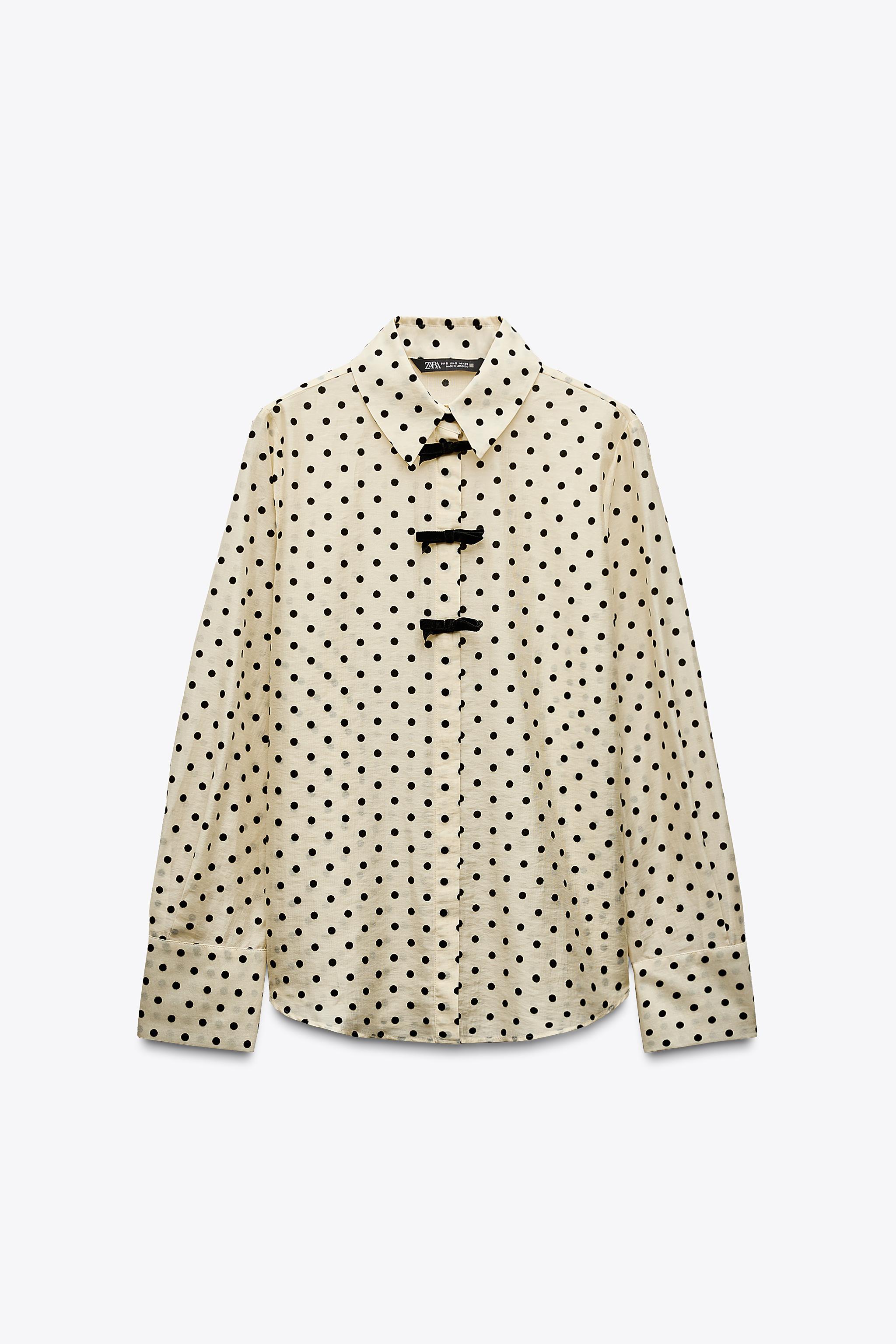 ZARA ベルベットリボン付きシャツ - メルカリ