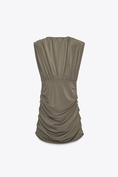 ROBE COURTE À ÉPAULETTES - Kaki de Zara - Image 5