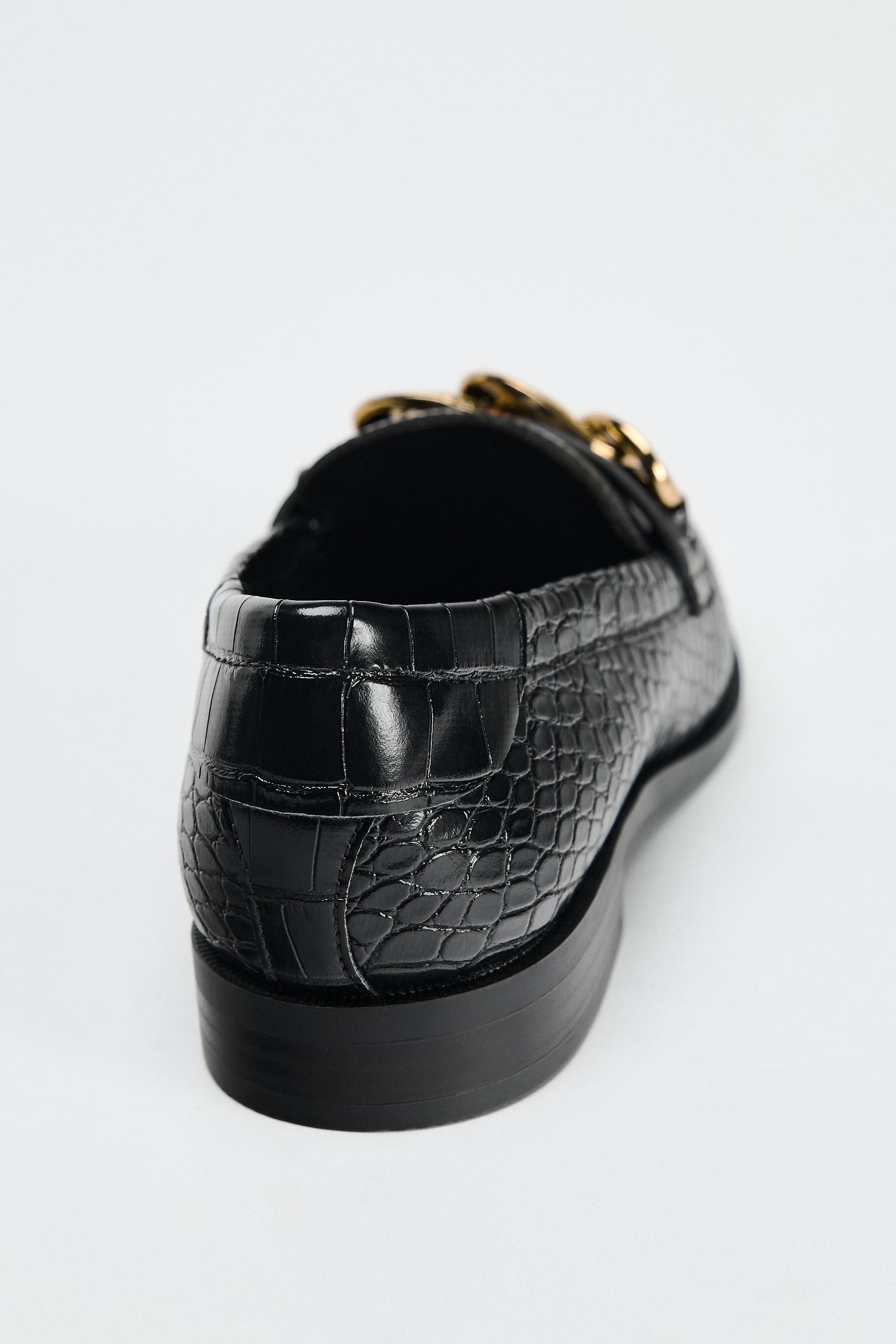 CHAIN EMBOSSED LOAFERS - Black | ZARA United States