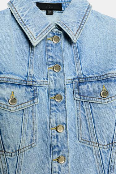 BLOUSAON COURT DENIM ÉPAULETTES Z1975 - Bleu moyen de Zara - Image 2