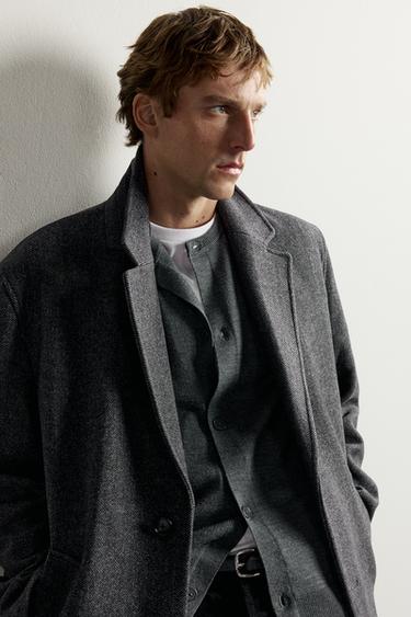 ПАЛЬТО RELAXED FIT ИЗ ШЕРСТИ — ТЕМНО-СЕРЫЙ от Zara