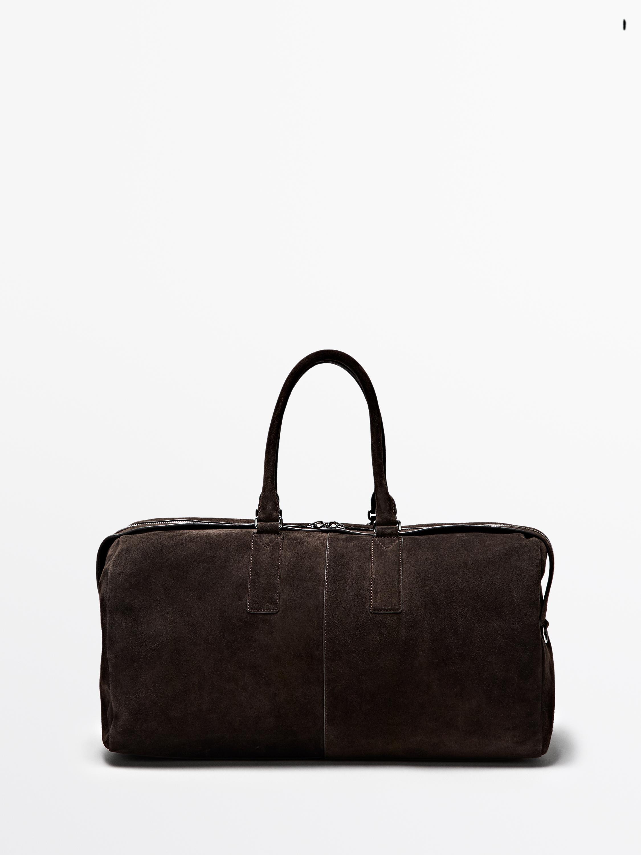 Suede leather travel bag