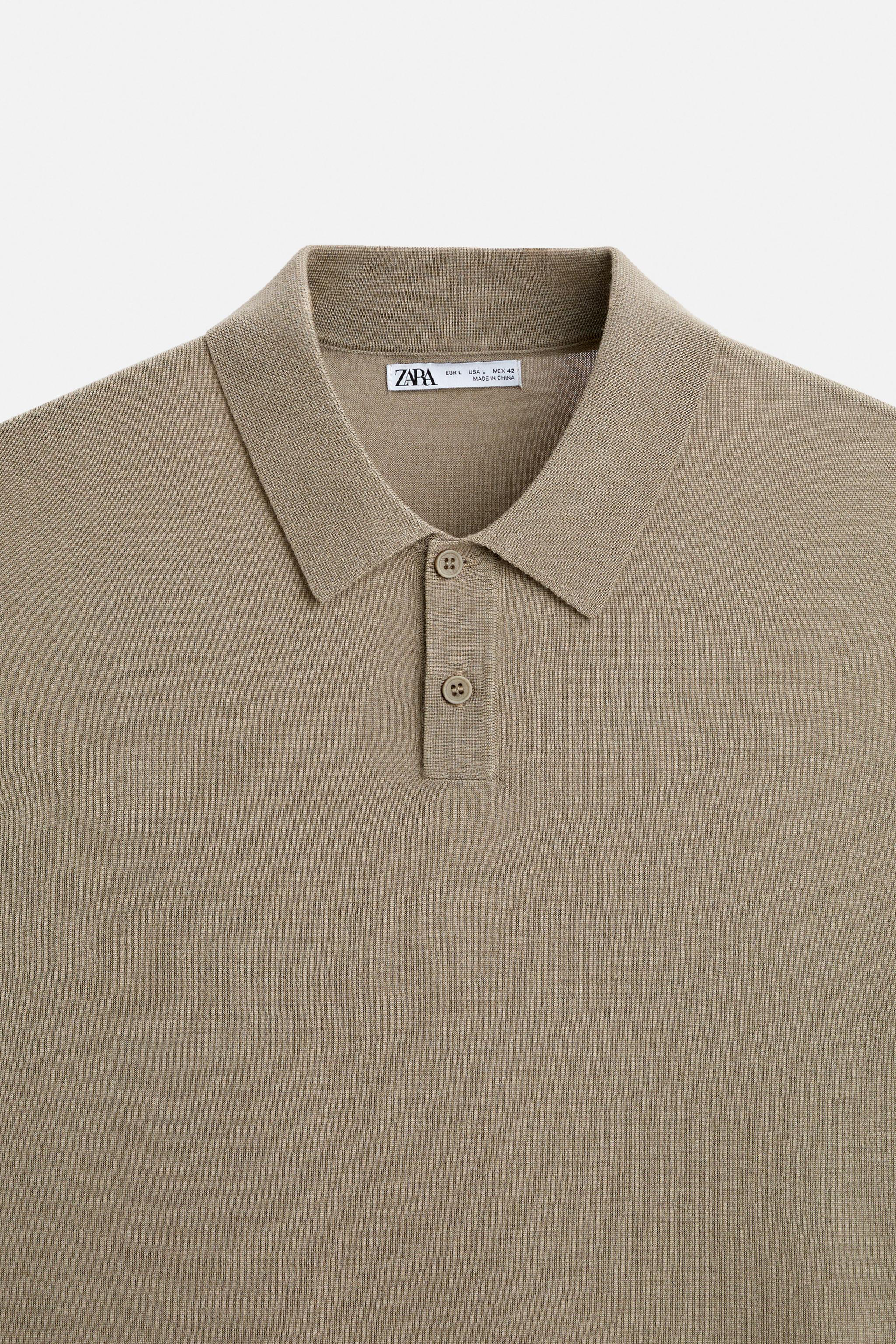 Outlet Zara cashmere beige long sleeve polo