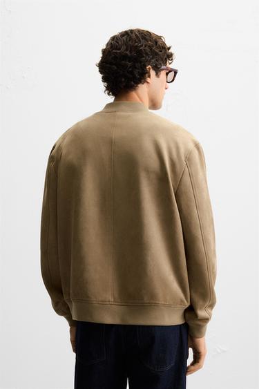 FAUX SUEDE BOMBER JACKET - Beige by Zara - Image 2