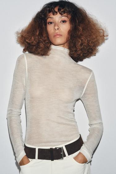 100% WOOL T-SHIRT - Ecru by Zara