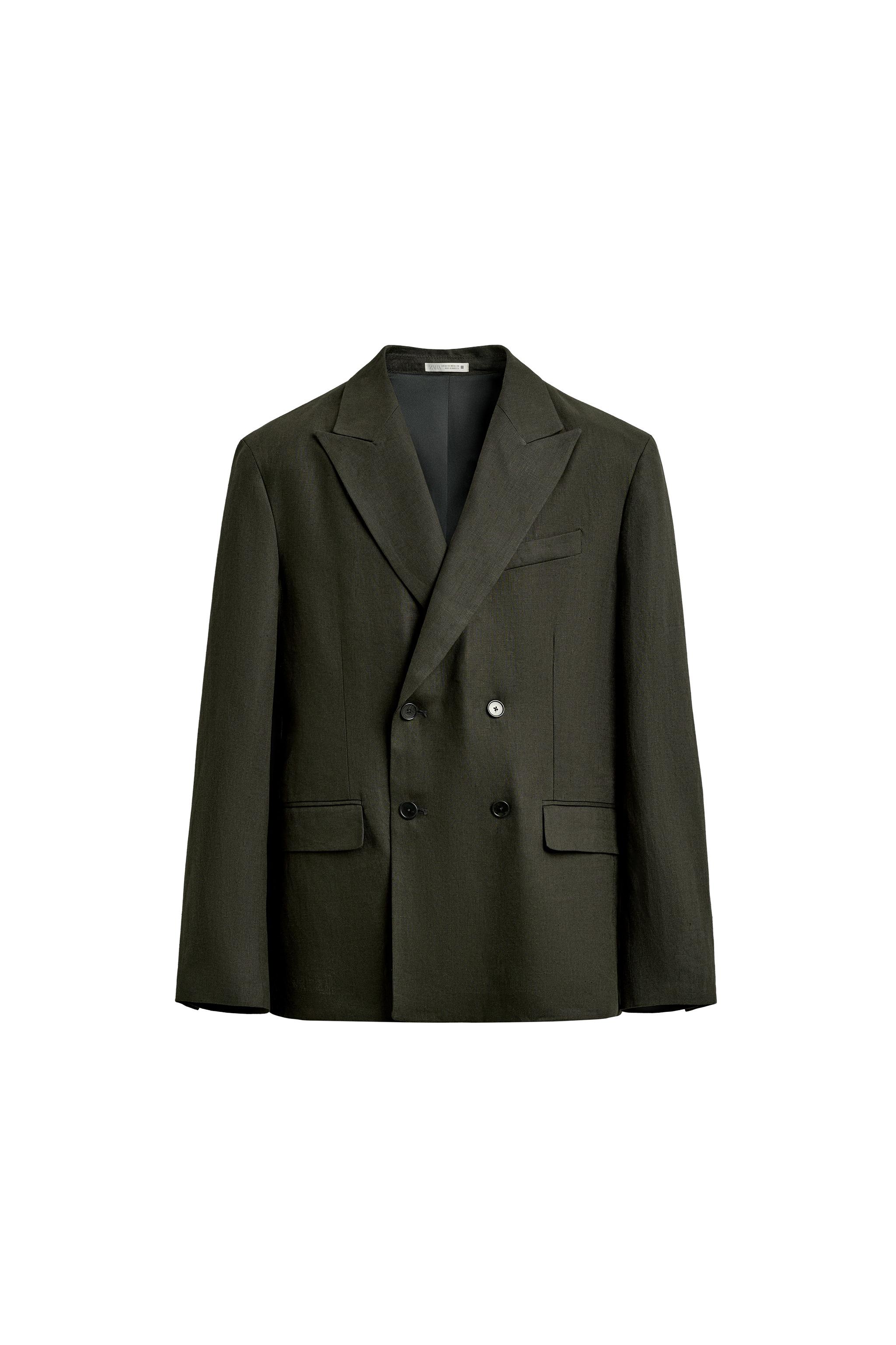 100% LINEN DOUBLE-BREASTED SUIT BLAZER