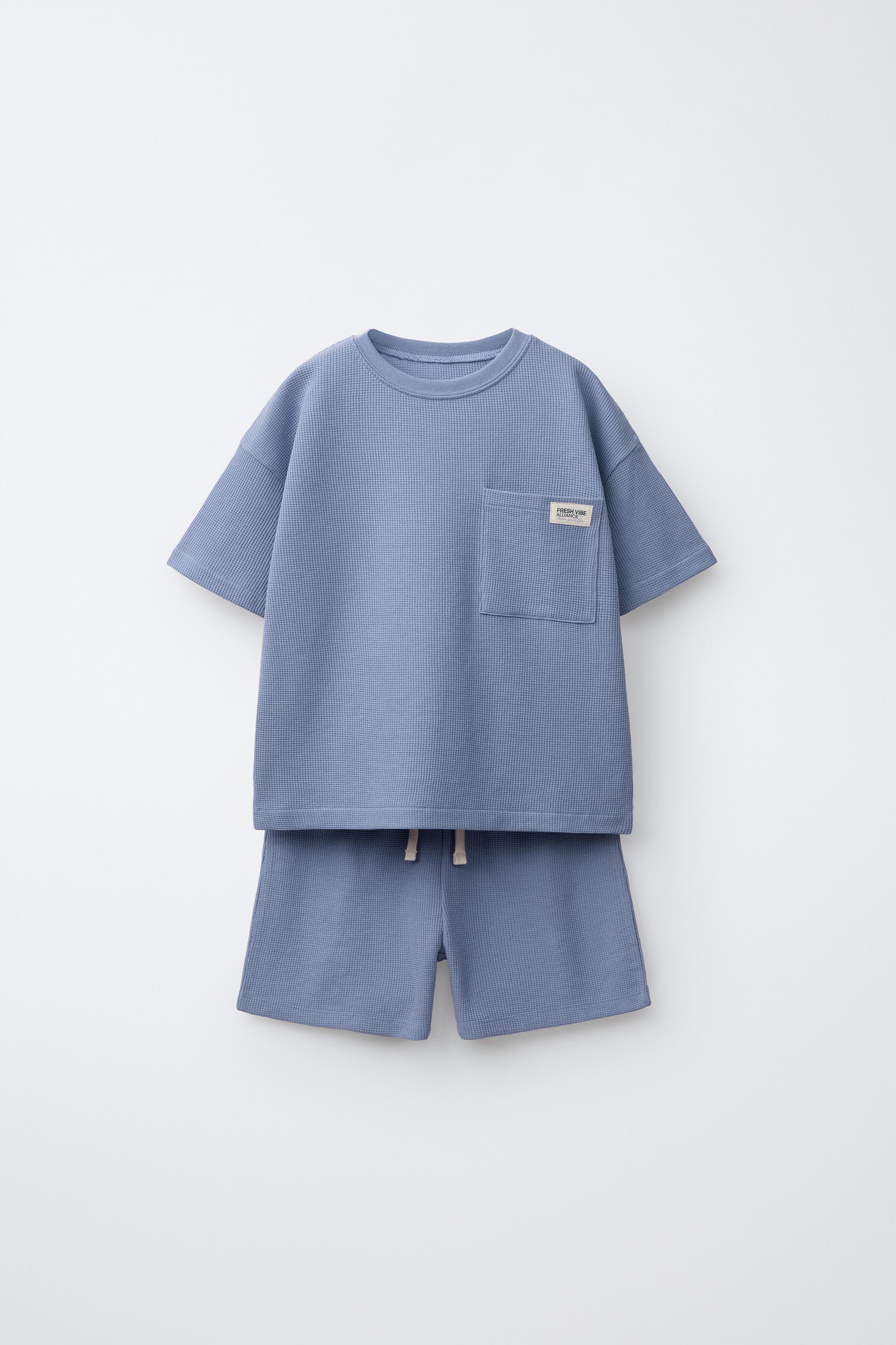 パジャマ14 1歳半～6歳用ワッフルニットラベルパジャマ - ブルー | ZARA Japan / 日本