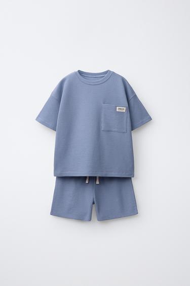 1 1/2-6 YEARS/ WAFFLE-KNIT LABEL PYJAMAS - Blue by Zara