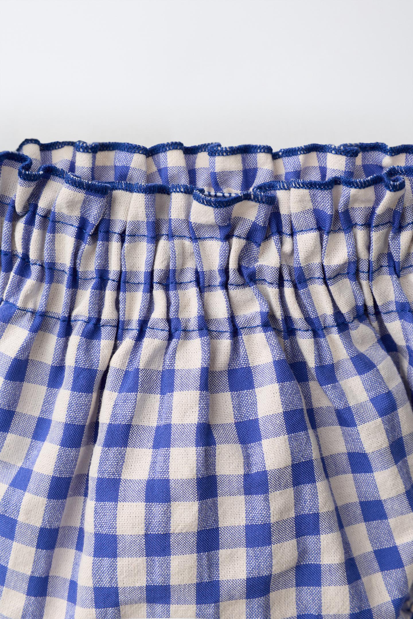 Трусы Gingham для детей — Zara, цвет: Экрю / Синий — фото 4