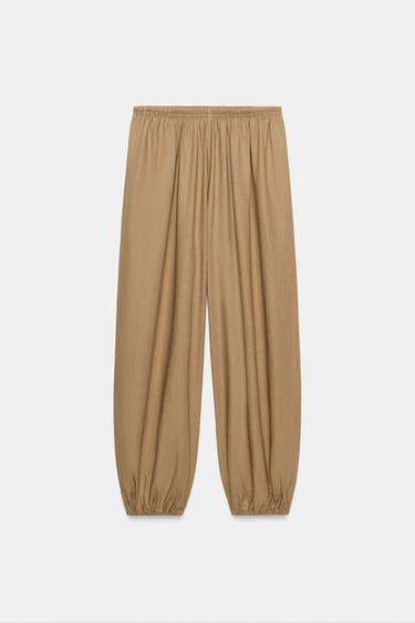 PANTALÓN BOMBACHO CON LINO - Arena de Zara