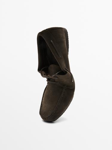 Zara Soft split leather deck shoes - Brown