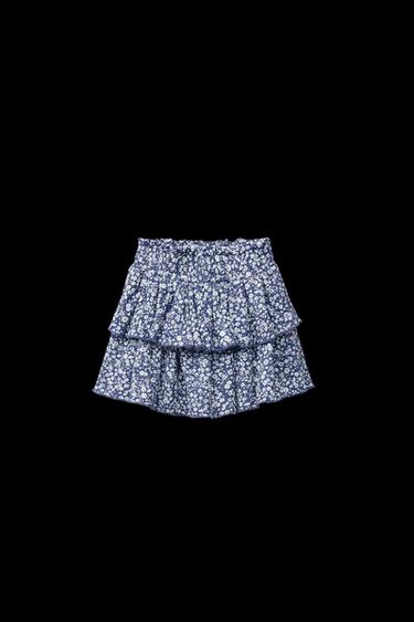 Zara RUFFLED ELASTIC SKIRT - Blue - Image 0