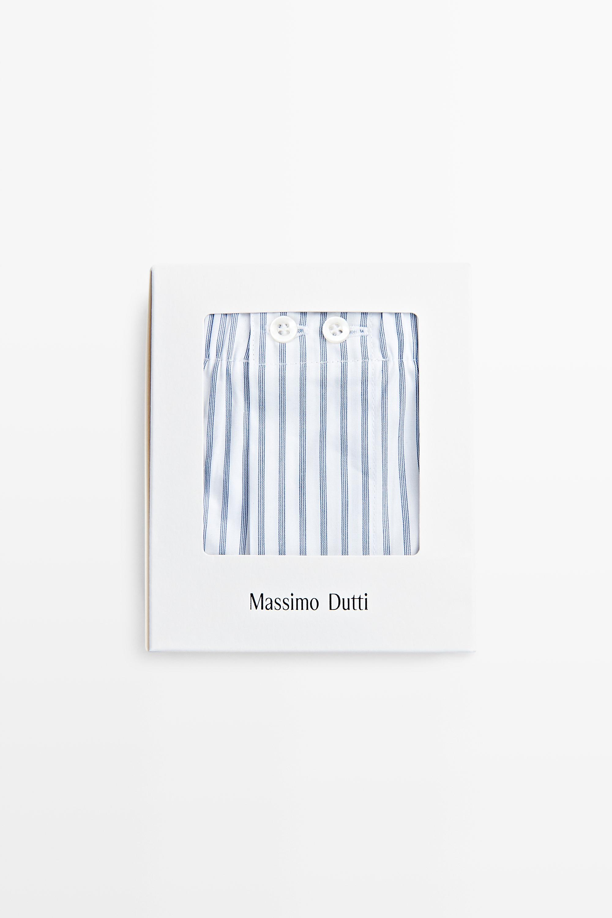 100% cotton striped boxers — White