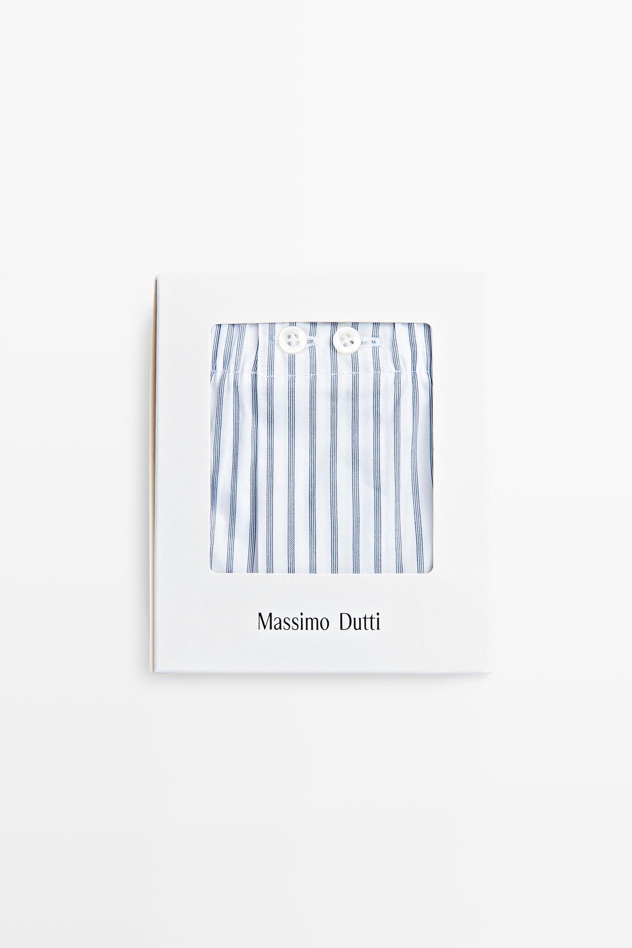 100% cotton striped boxers — White