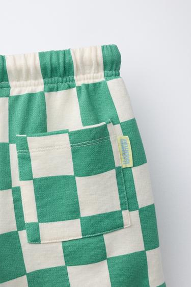 SHORT À CARREAUX DAMIER - Écru / Vert de Zara - Image 3