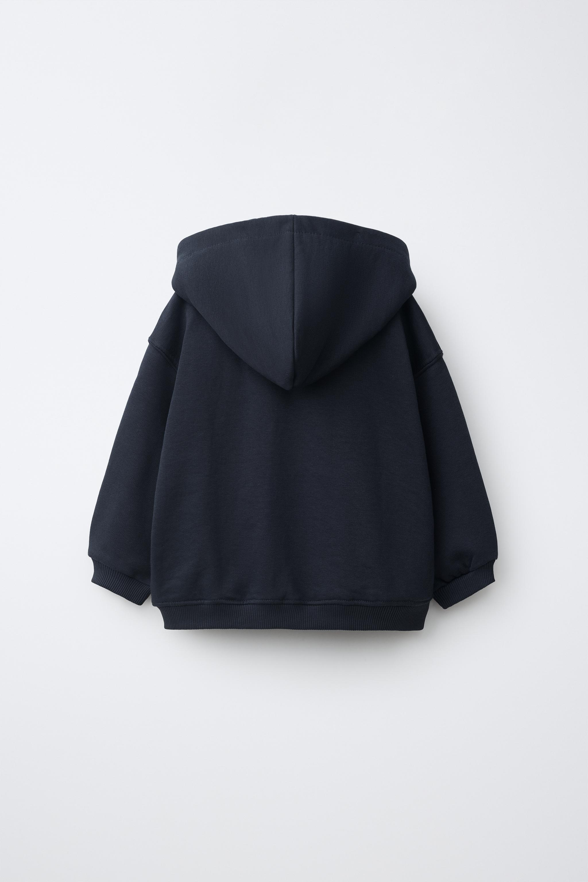 HOODED ZIP SWEATSHIRT — Navy blue