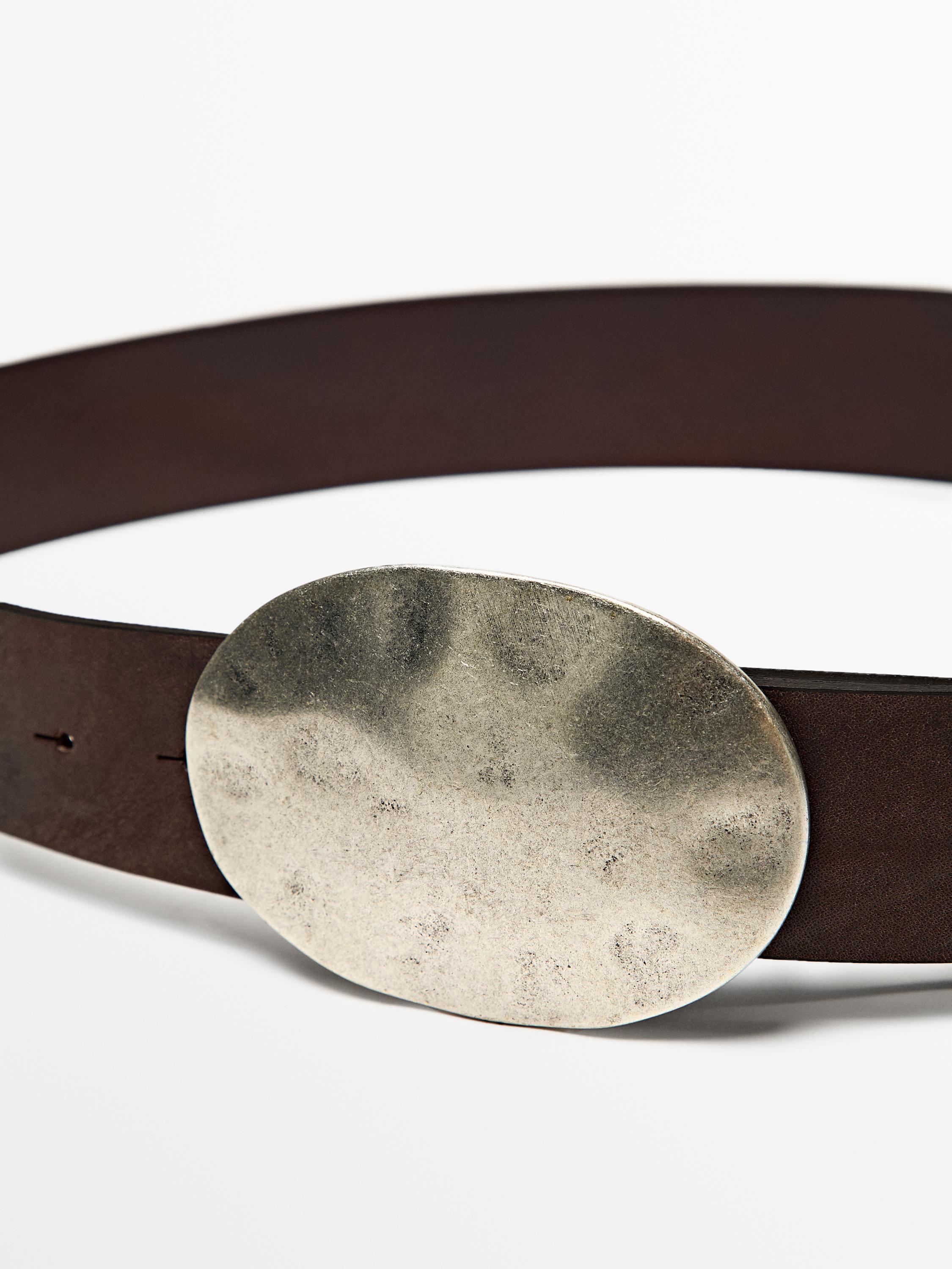 Ceinture en cuir nappa avec boucle métallique