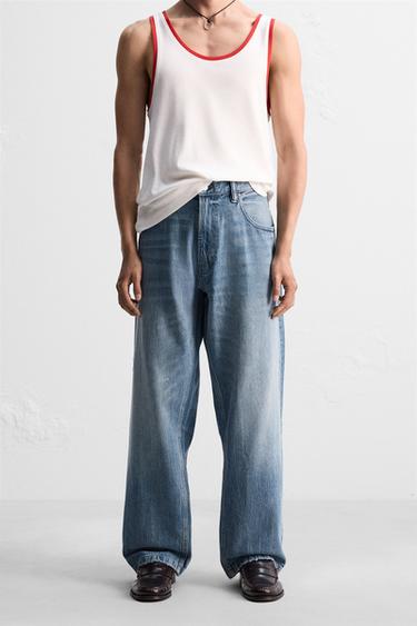 QUẦN JEANS DÁNG BAGGY FIT - Màu xanh dịu từ Zara