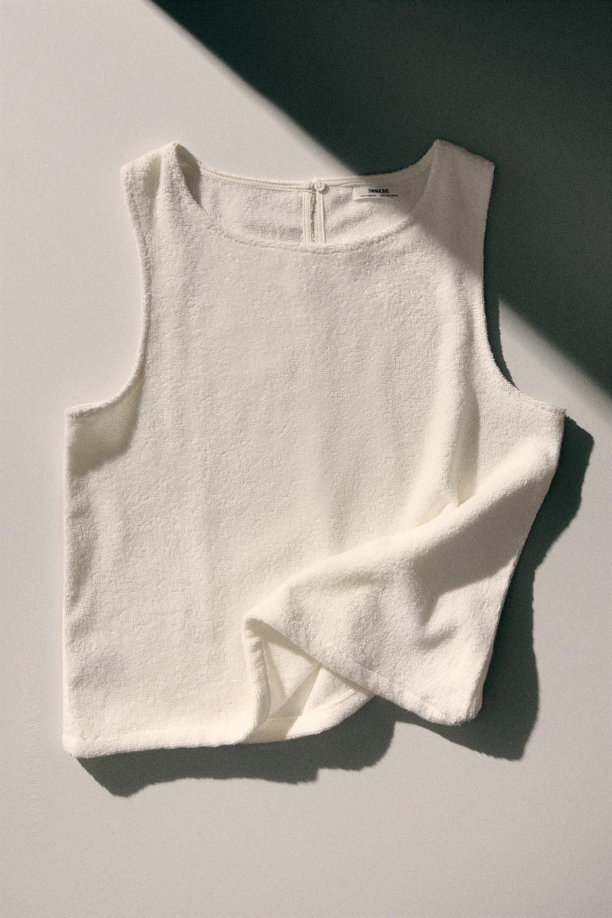 COTTON TERRYCLOTH BEACH TOP — Ivory