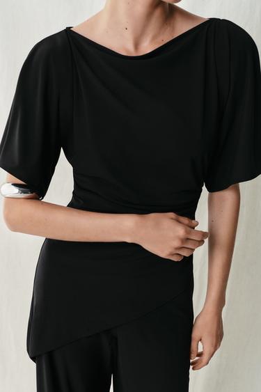 DRAPED CREPE TOP - Black by Zara