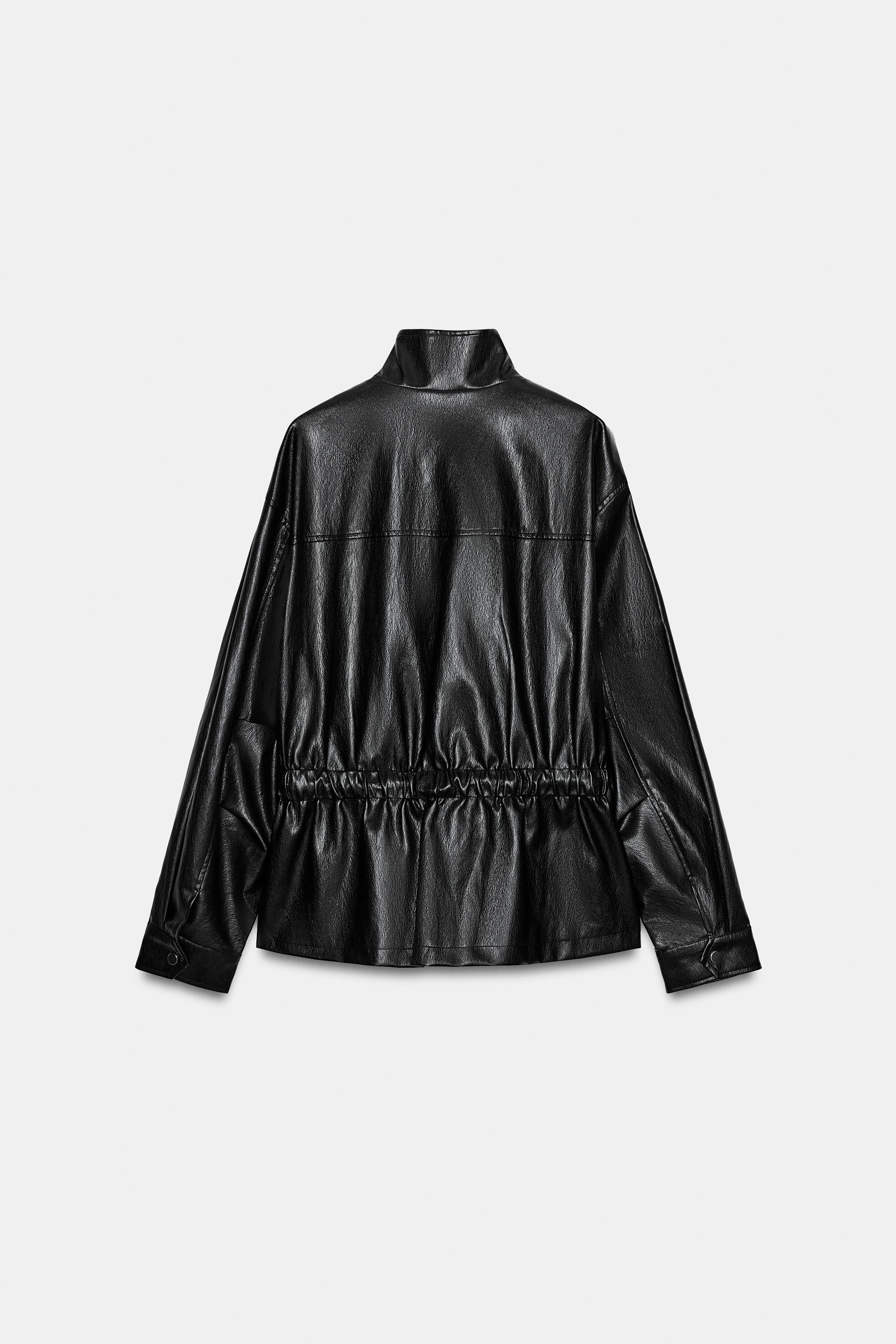 BLOUSON MATIÈRE SYNTHÉTIQUE COL MONTANT