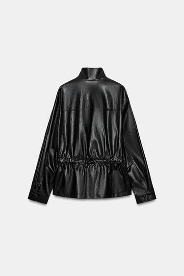 BLOUSON MATIÈRE SYNTHÉTIQUE COL MONTANT - Noir de Zara - Image 8