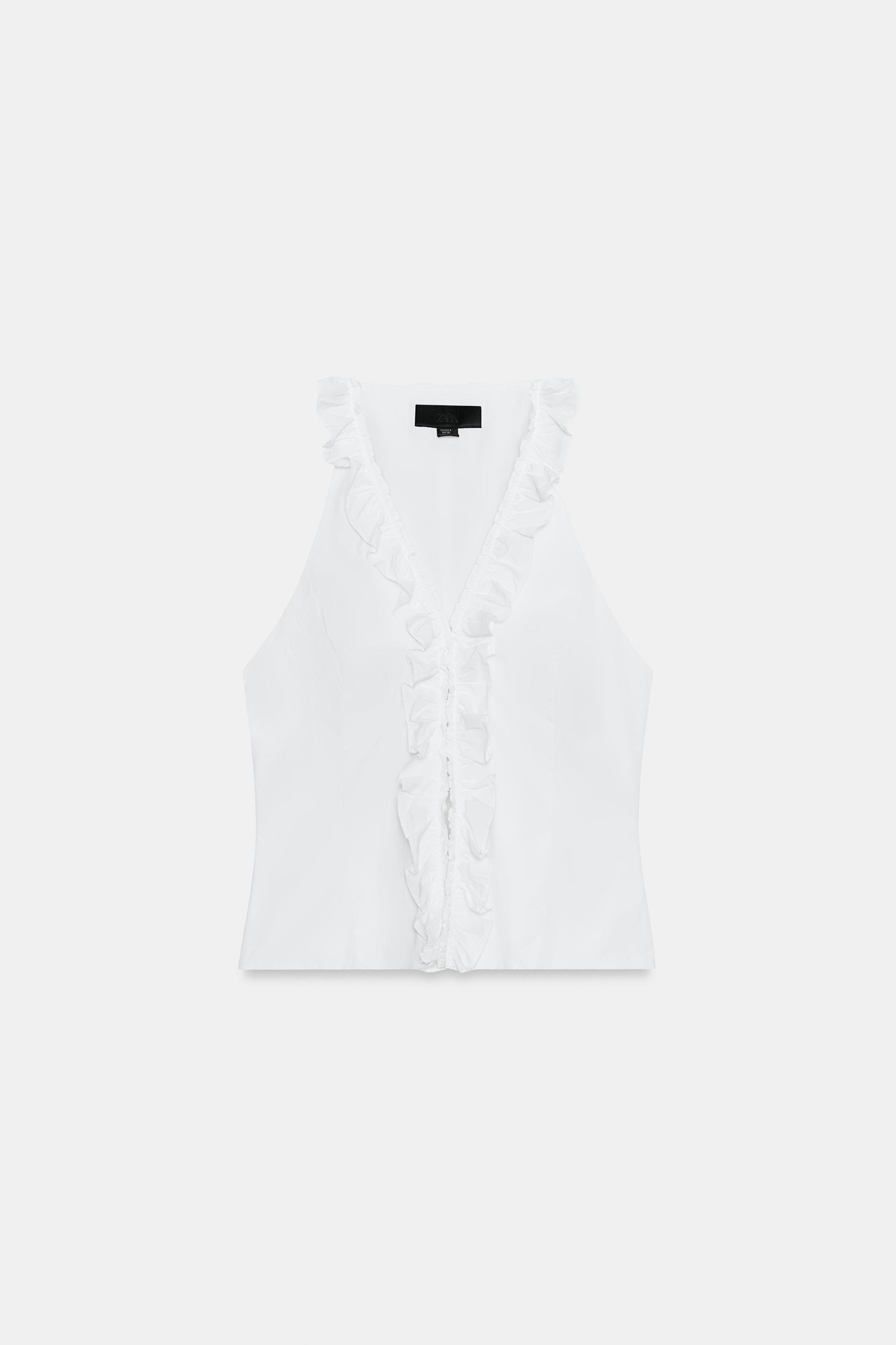 NYLON RUFFLED TOP - White | ZARA United States