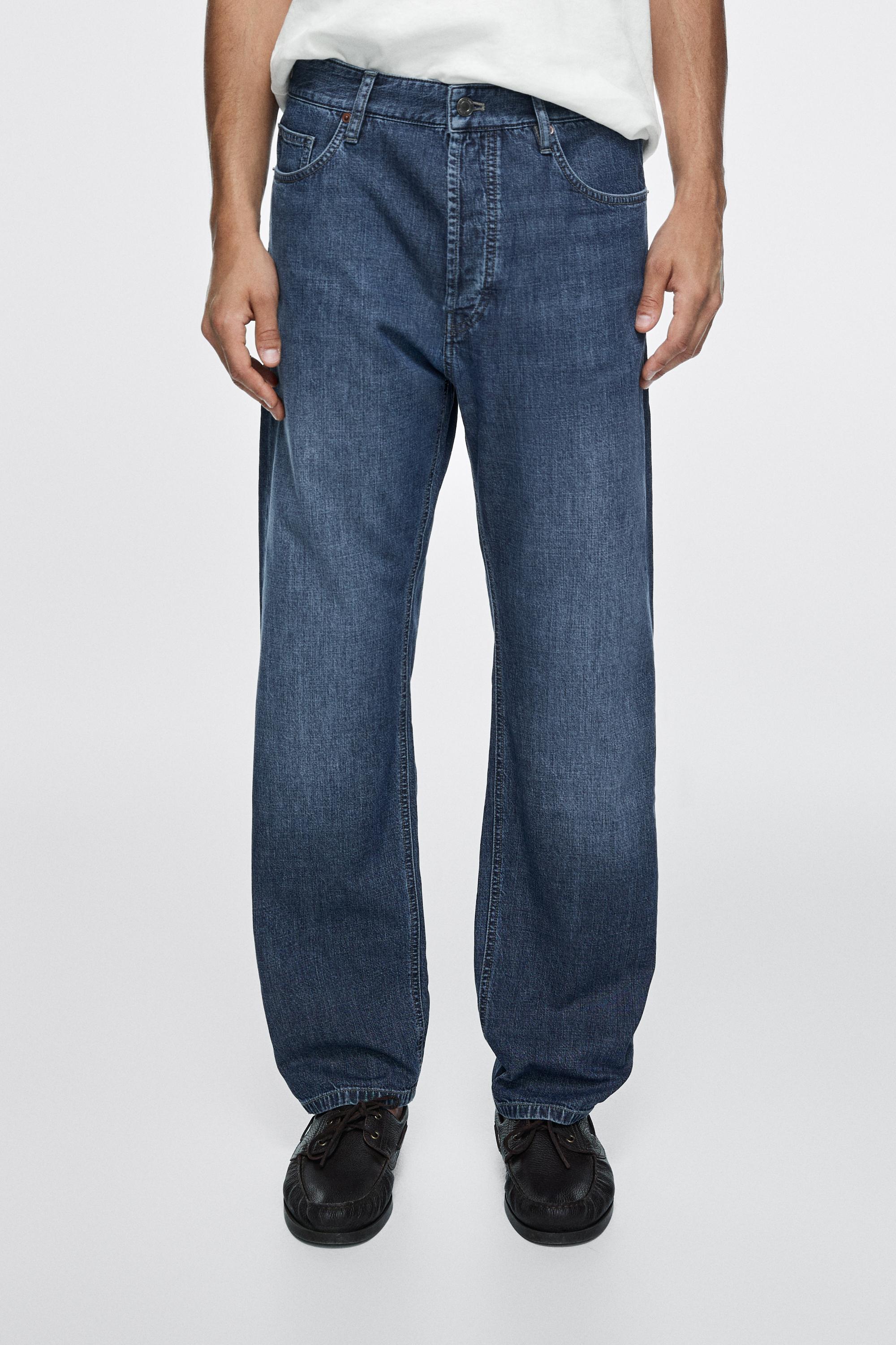 Lightweight straight-leg cotton jeans — Indigo