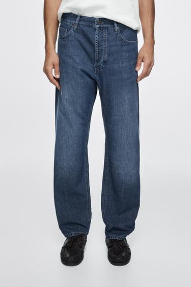 Zara Lightweight straight-leg cotton jeans - Indigo