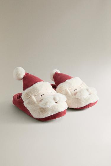 KIDS SANTA CLAUS MULE SLIPPERS — Red 2