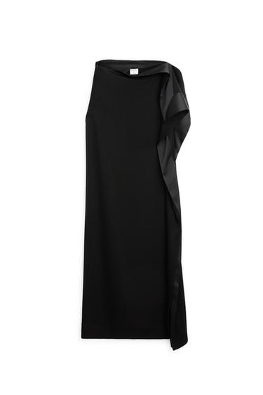 Robe fluide asymétrique à volant - STUDIO - Noir de Zara