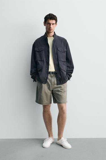 WASHED UTILITY POCKET JACKET - Navy blue by Zara - Image 0