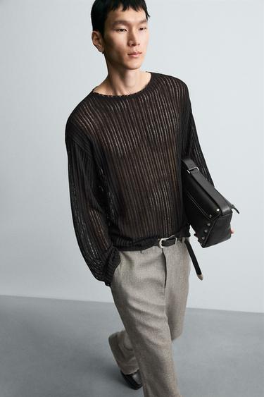 OPEN KNIT SWEATER - Black by Zara - Image 4
