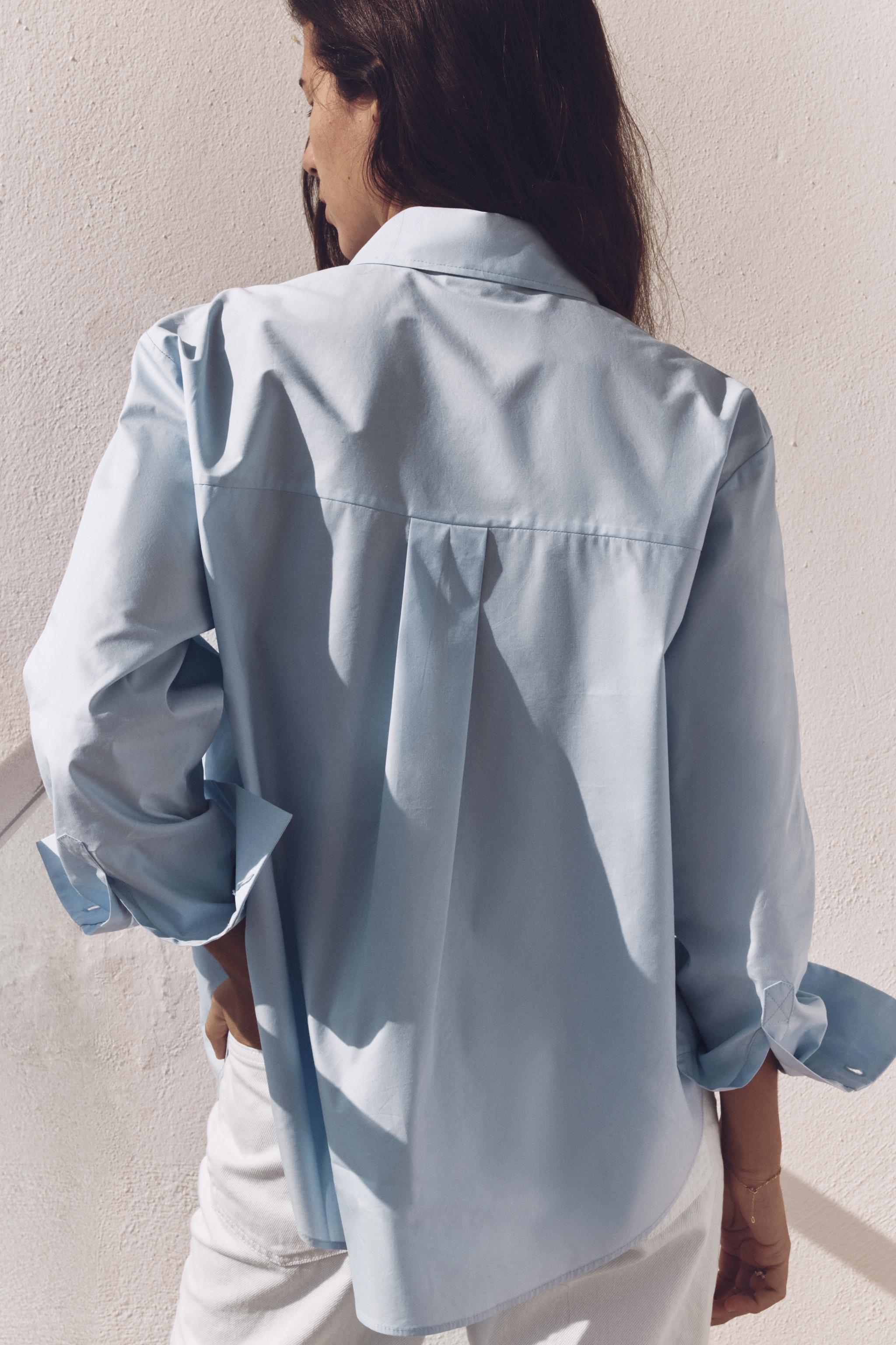 COMBINED BUTTON POPLIN SHIRT - Light blue | ZARA United States