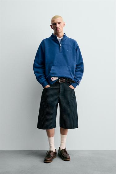 SHORT COUPE AMPLE RAYURES CHAMPION ® X ZARA - Bleu de Zara - Image 5