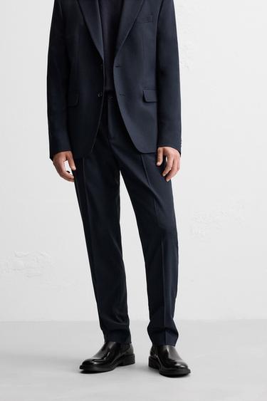 TEXTURED SUIT TROUSERS - Navy blue by Zara