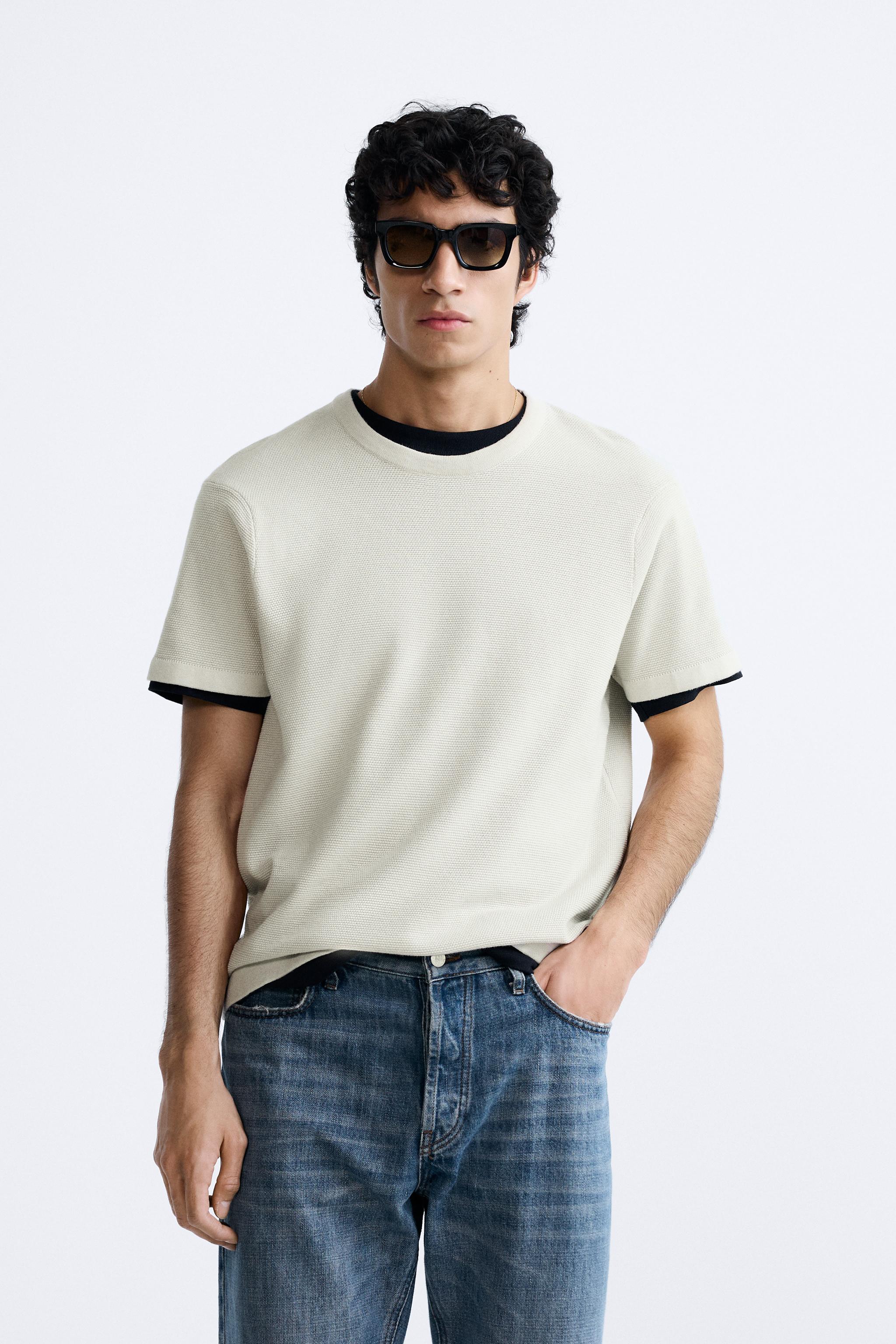 RIBBED KNIT T-SHIRT - Faded blue